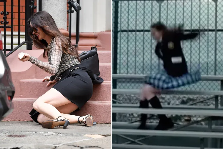 Anne Hathaway sufre aparatosa caída en el rodaje de The Devil Wears Prada 2, pero demuestra que sigue siendo toda una profesional