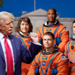 Presidente Donald Trump con astronautas de Artemis II Christina Koch y Reid Wiseman en la Oficina Oval 2026.